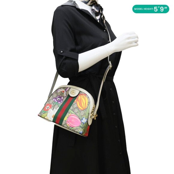 Gucci Ophidia Flora Small Supreme Canvas Shoulder Bag Beige 499621 - Picture 2 of 14